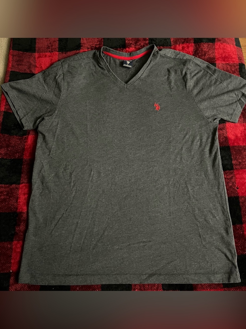 Large Gray U.S. Polo Assn Dark Gray V-Neck Shirt
